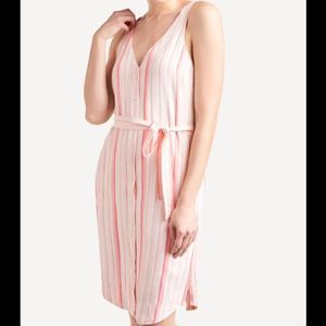 Splendid Sunshade Dress Size S Pink White Striped Lined Rayon Linen RM0D175